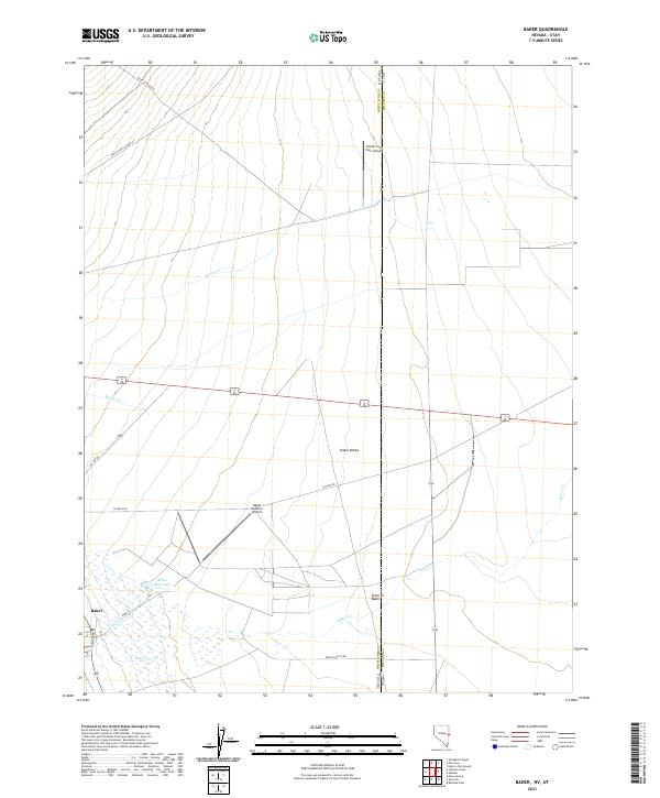 US Topo 7.5-minute map for Baker NVUT