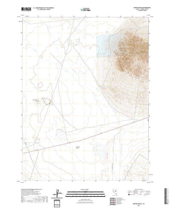 US Topo 7.5-minute map for Bartine Ranch NV