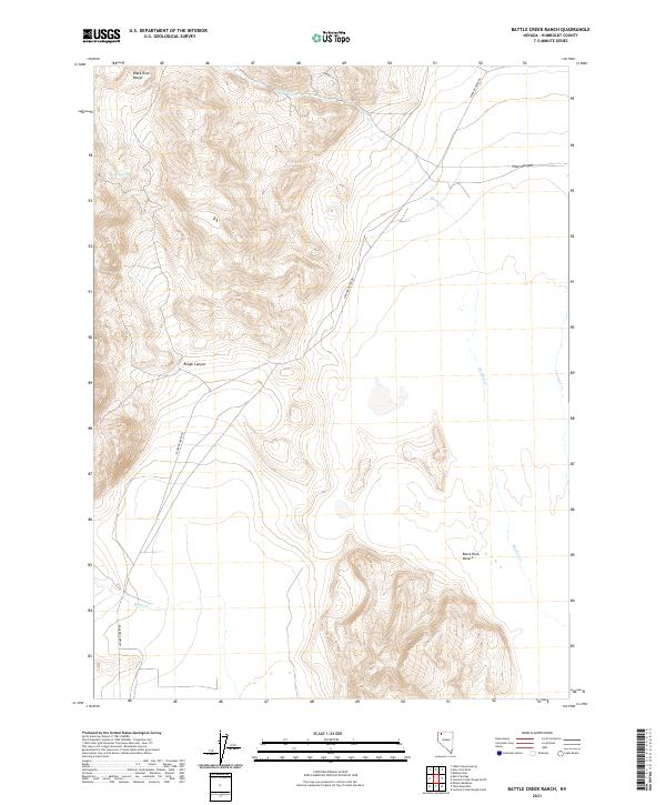 US Topo 7.5-minute map for Battle Creek Ranch NV