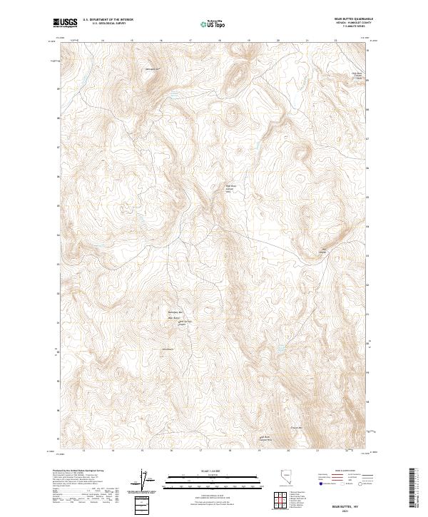 US Topo 7.5-minute map for Bear Buttes NV