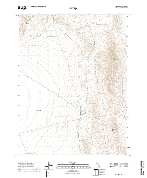 US Topo 7.5-minute map for Beck Pass NV