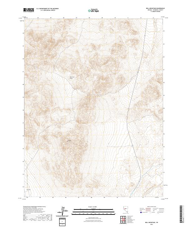 US Topo 7.5-minute map for Bell Mountain NV