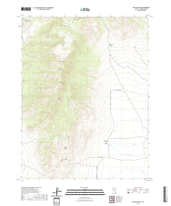 US Topo 7.5-minute map for Bellevue Peak NV