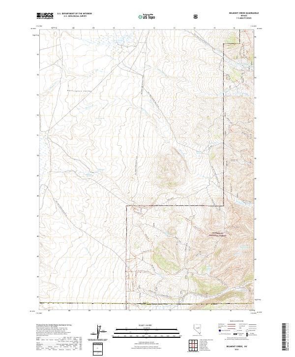 US Topo 7.5-minute map for Belmont Creek NV