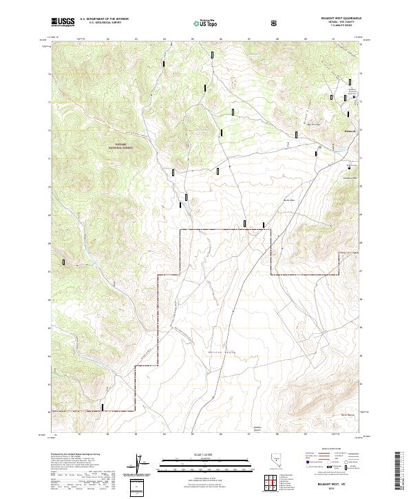 US Topo 7.5-minute map for Belmont West NV