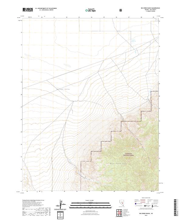 US Topo 7.5-minute map for Big Creek Ranch NV