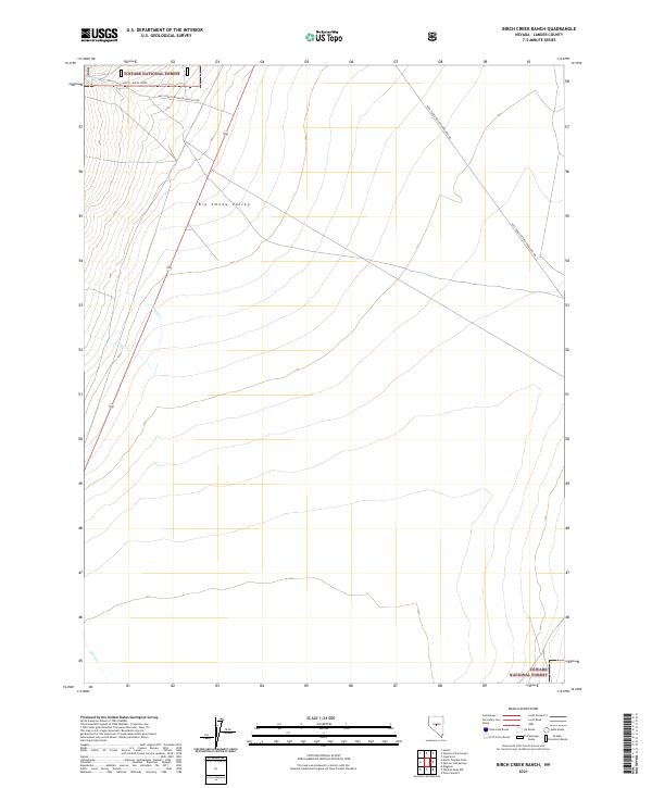 US Topo 7.5-minute map for Birch Creek Ranch NV