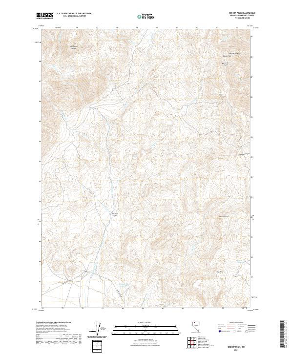 US Topo 7.5-minute map for Bishop Peak NV