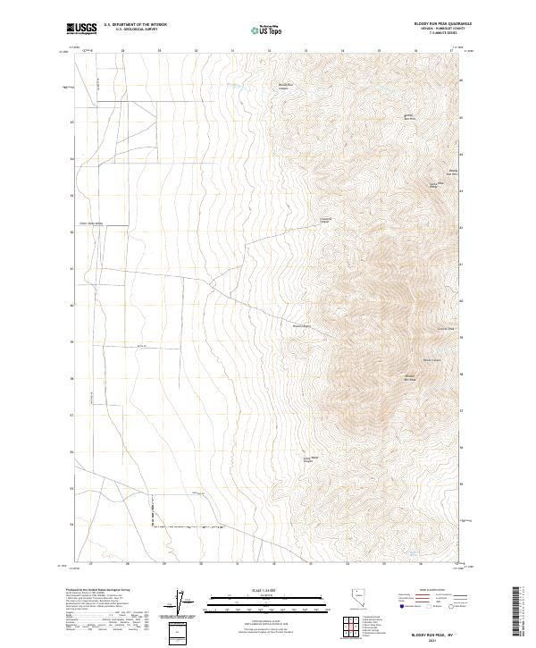 US Topo 7.5-minute map for Bloody Run Peak NV