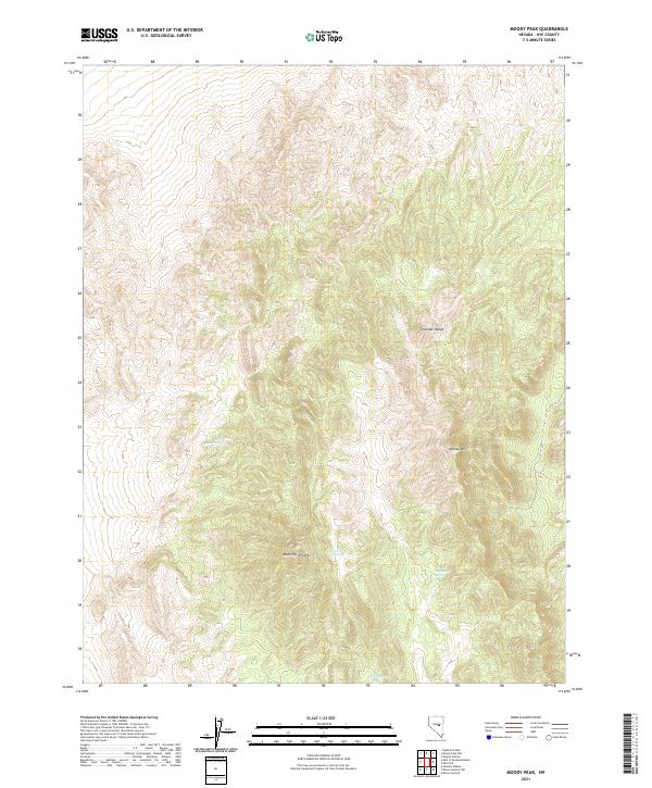 US Topo 7.5-minute map for Moody Peak NV