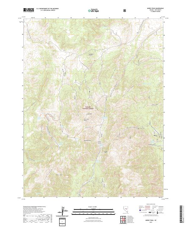 US Topo 7.5-minute map for Morey Peak NV