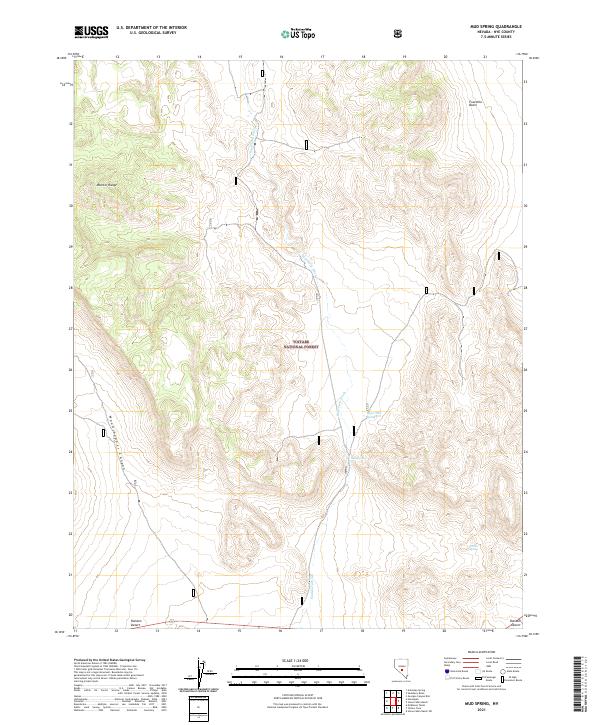 US Topo 7.5-minute map for Mud Spring NV