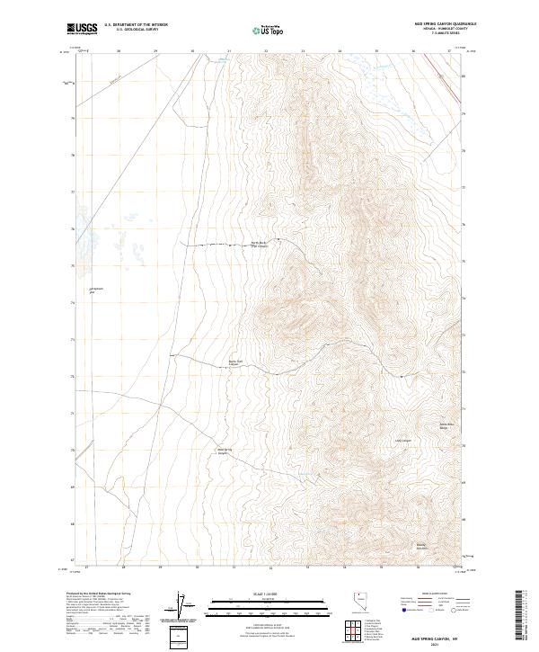 US Topo 7.5-minute map for Mud Spring Canyon NV