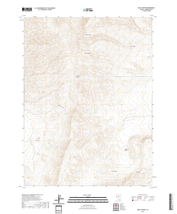 US Topo 7.5-minute map for Mule Canyon NV