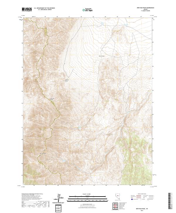 US Topo 7.5-minute map for New Pass Peak NV