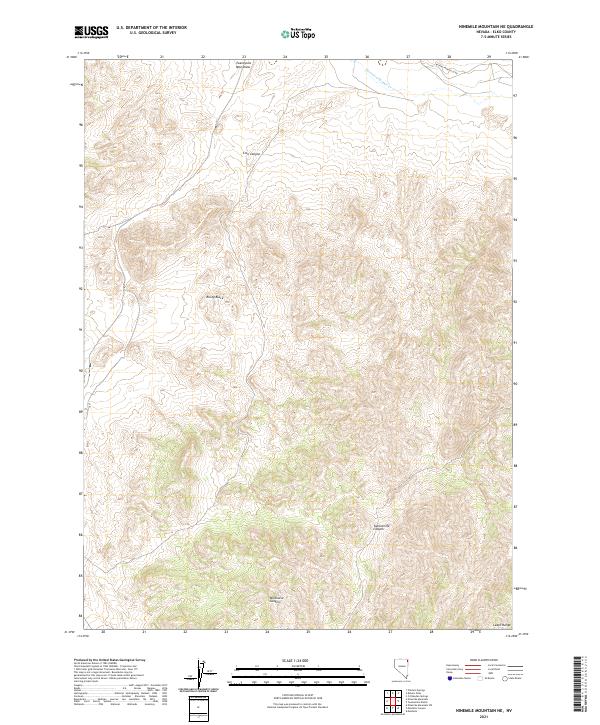 US Topo 7.5-minute map for Ninemile Mountain NE NV