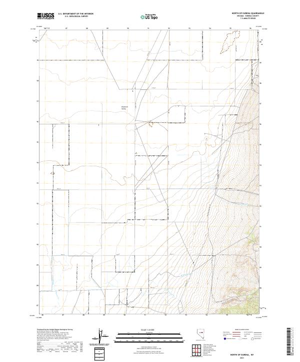 US Topo 7.5-minute map for North of Eureka NV