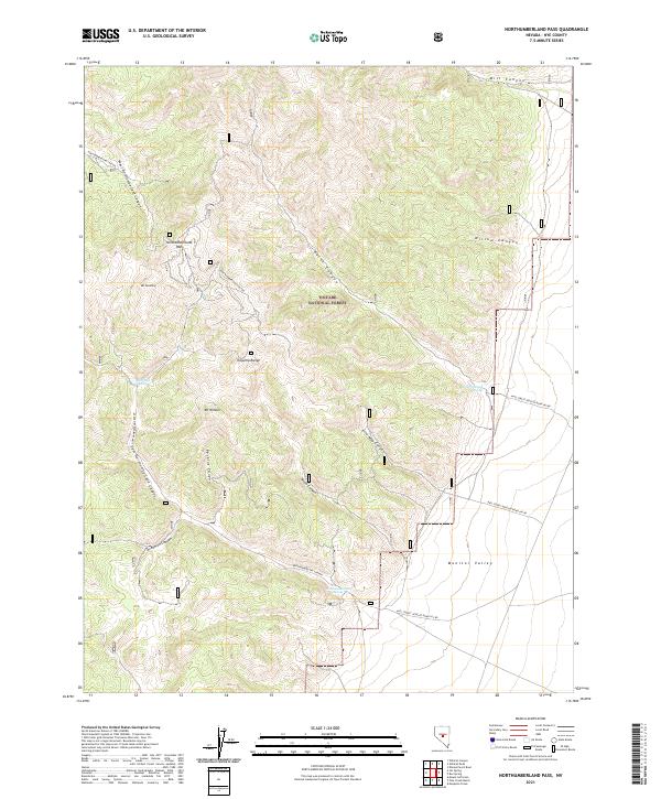 US Topo 7.5-minute map for Northumberland Pass NV