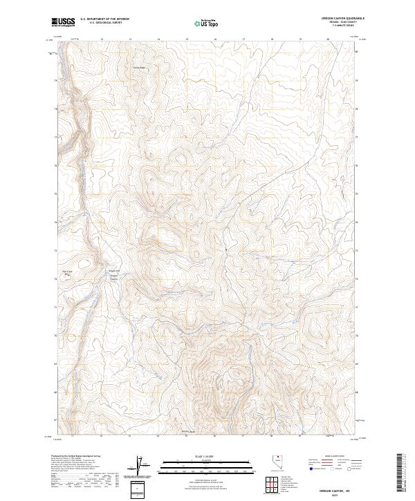 US Topo 7.5-minute map for Oregon Canyon NV