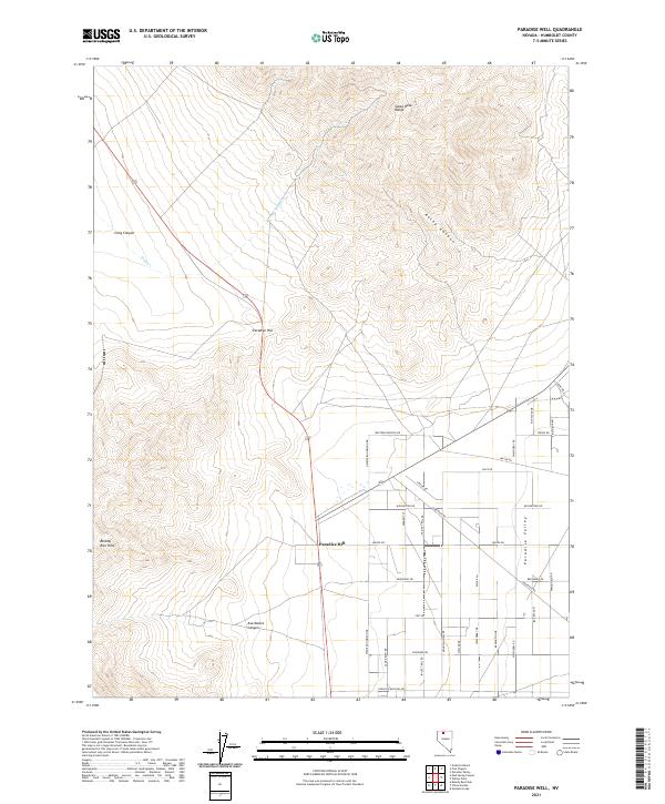 US Topo 7.5-minute map for Paradise Well NV