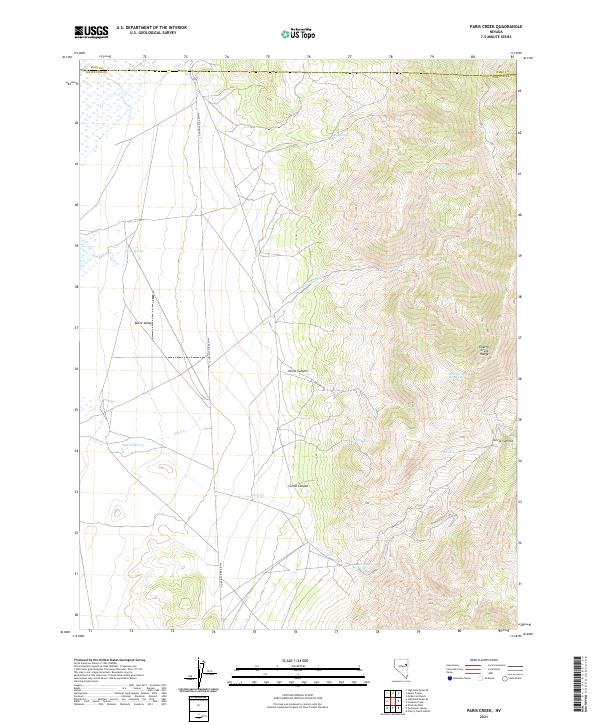 US Topo 7.5-minute map for Paris Creek NV