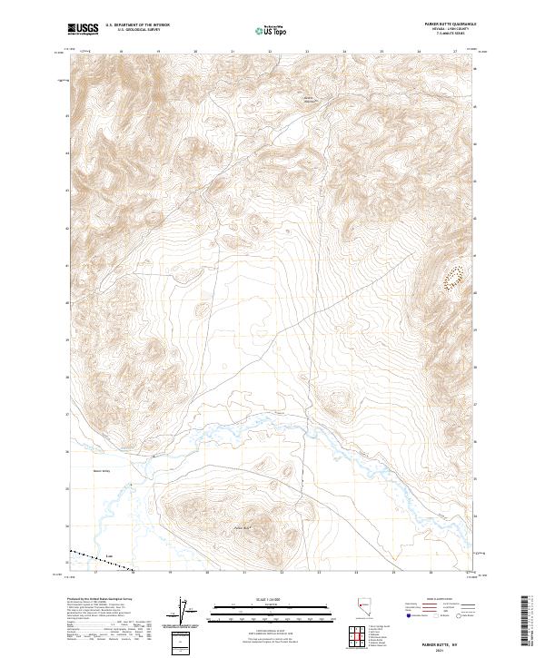 US Topo 7.5-minute map for Parker Butte NV