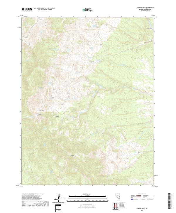 US Topo 7.5-minute map for Parsnip Peak NV