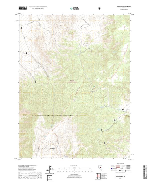 US Topo 7.5-minute map for Petes Summit NV