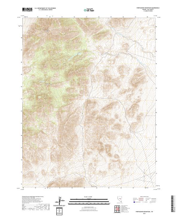 US Topo 7.5-minute map for Portuguese Mountain NV