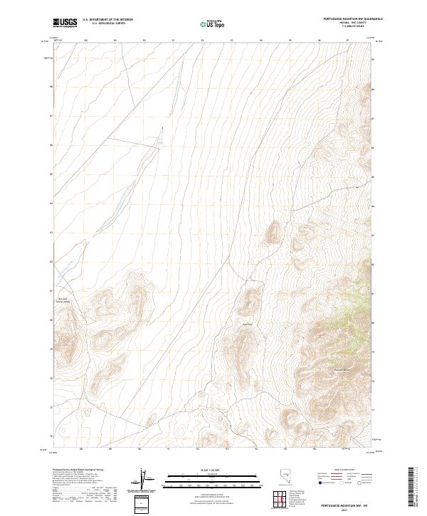 US Topo 7.5-minute map for Portuguese Mountain NW NV