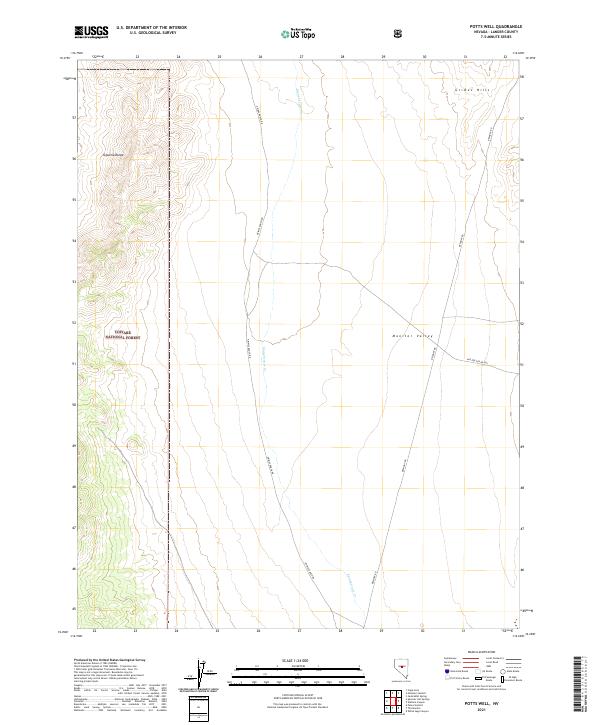 US Topo 7.5-minute map for Potts Well NV