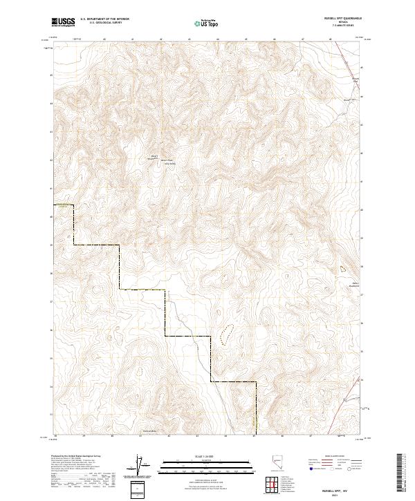 US Topo 7.5-minute map for Russell Spit NV