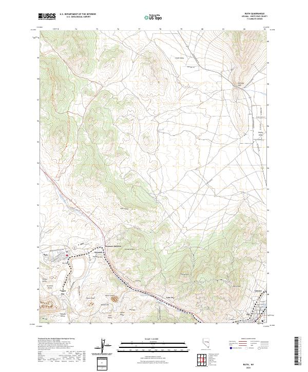 US Topo 7.5-minute map for Ruth NV – American Map Store