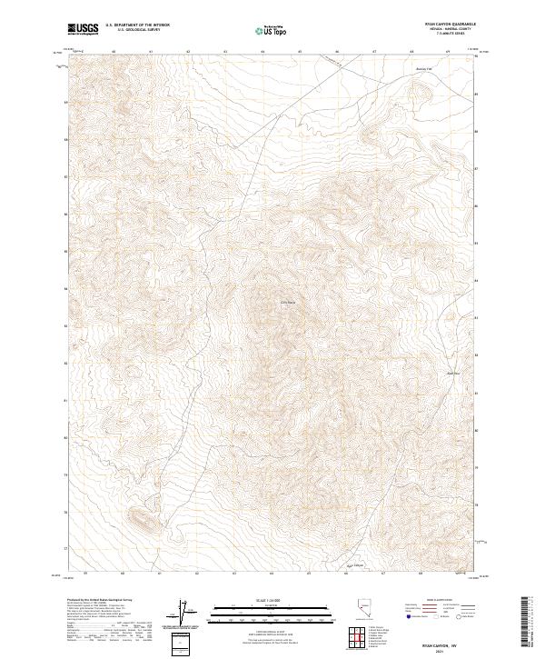 US Topo 7.5-minute map for Ryan Canyon NV