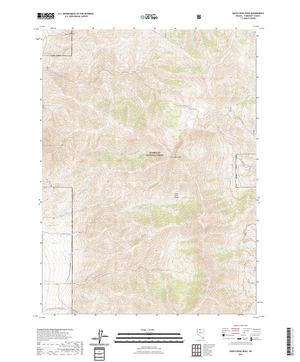 US Topo 7.5-minute map for Santa Rosa Peak NV