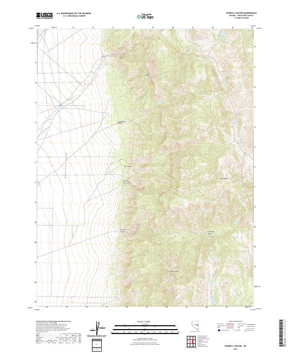 US Topo 7.5-minute map for Sawmill Canyon NV