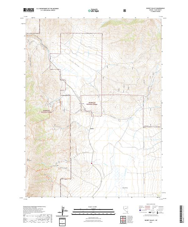 US Topo 7.5-minute map for Secret Valley NV