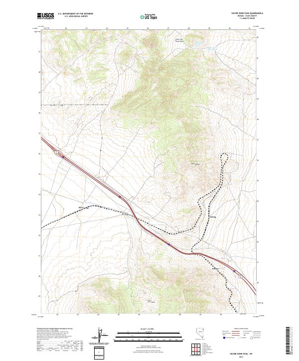 US Topo 7.5-minute map for Silver Zone Pass NV