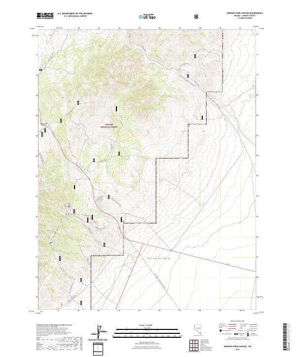 US Topo 7.5-minute map for Simpson Park Canyon NV