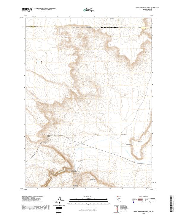 US Topo 7.5-minute map for Thousand Creek Gorge NVOR