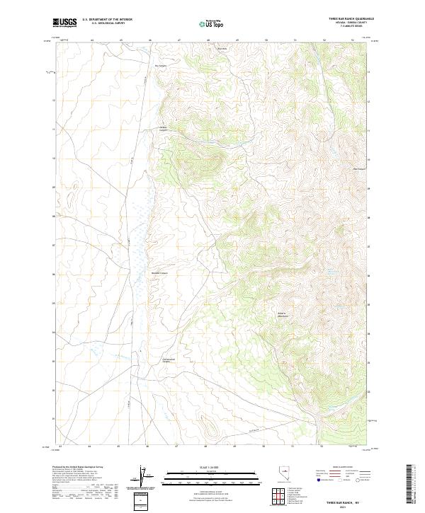 US Topo 7.5-minute map for Three Bar Ranch NV