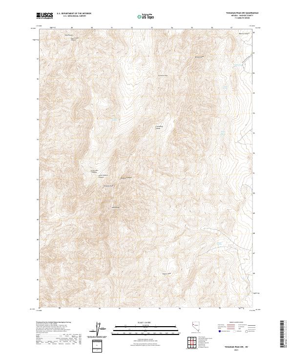 US Topo 7.5-minute map for Tohakum Peak NW NV