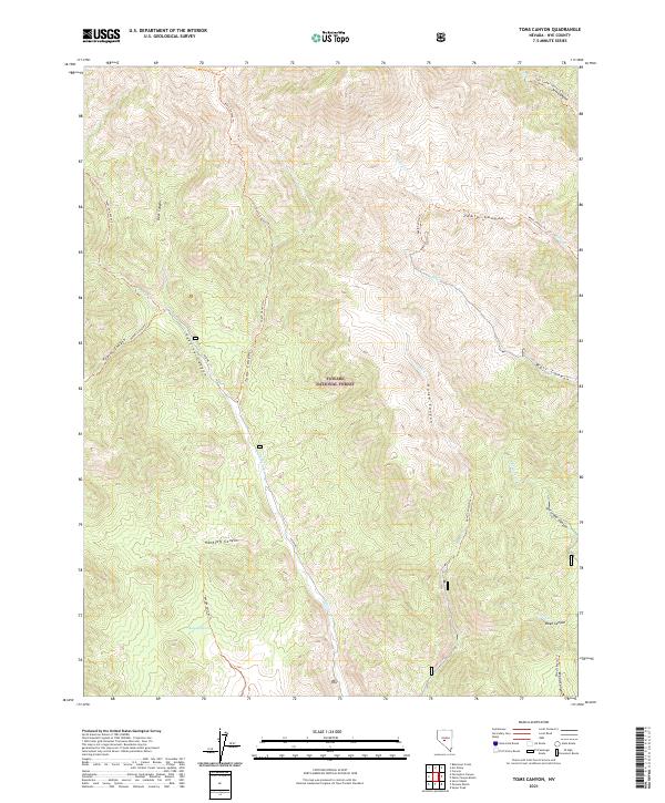 US Topo 7.5-minute map for Toms Canyon NV