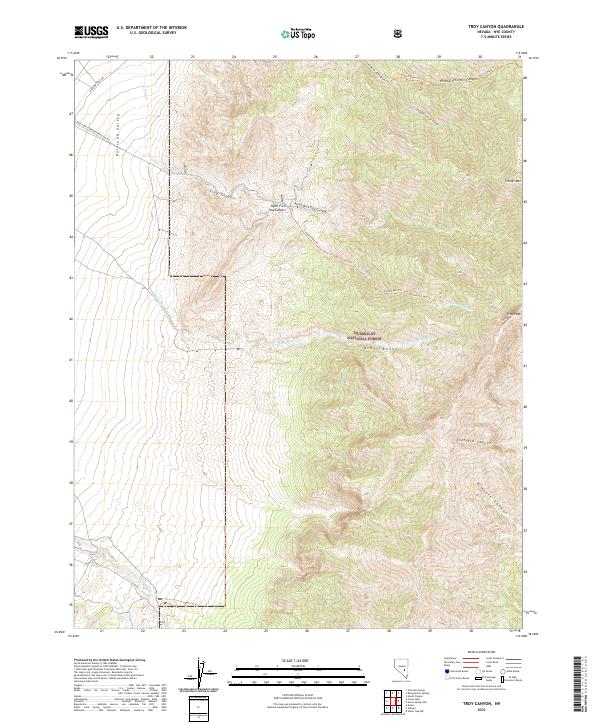 US Topo 7.5-minute map for Troy Canyon NV