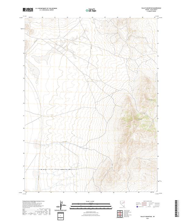 US Topo 7.5-minute map for Valley Mountain NV