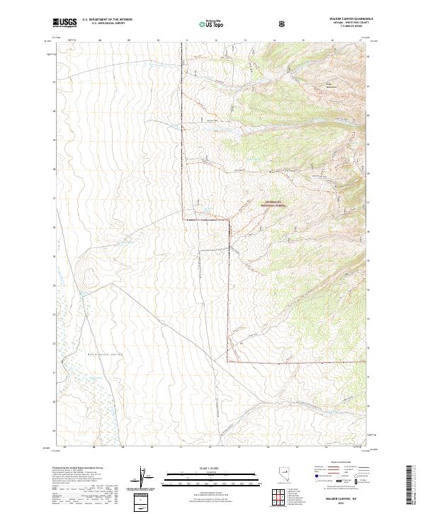 US Topo 7.5-minute map for Walker Canyon NV