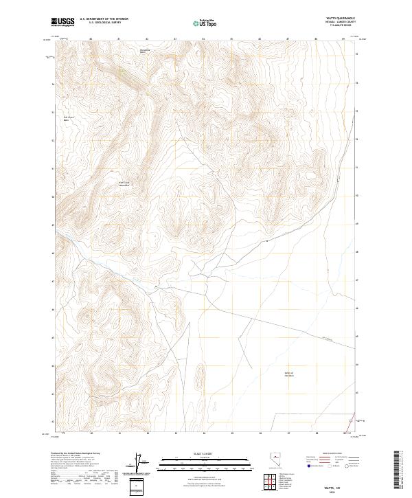 US Topo 7.5-minute map for Watts NV