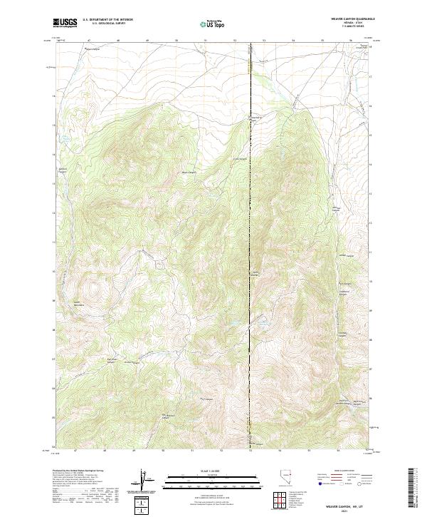 US Topo 7.5-minute map for Weaver Canyon NVUT