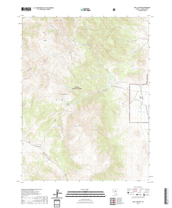 US Topo 7.5-minute map for Well Canyon NV