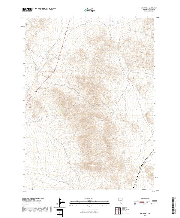 US Topo 7.5-minute map for Wells Peak NV